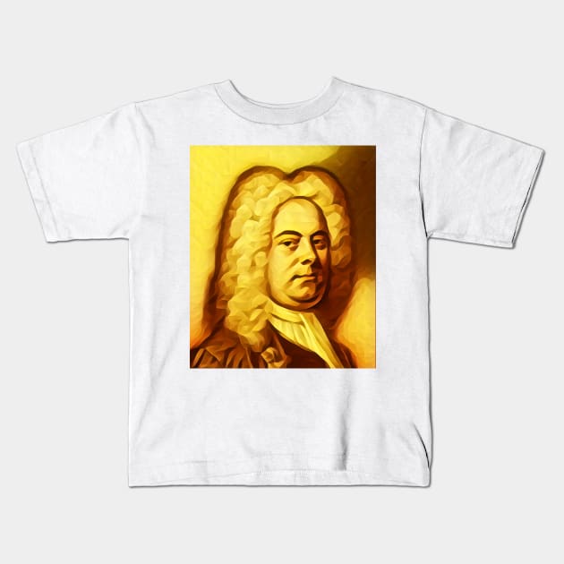 George Frideric Handel Golden Portrait | George Frideric Handel Artwork 6 Kids T-Shirt by JustLit